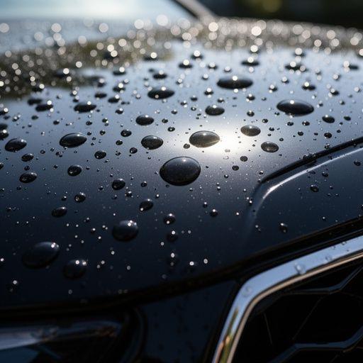 Water beading on a ceramic-coated bonnet
